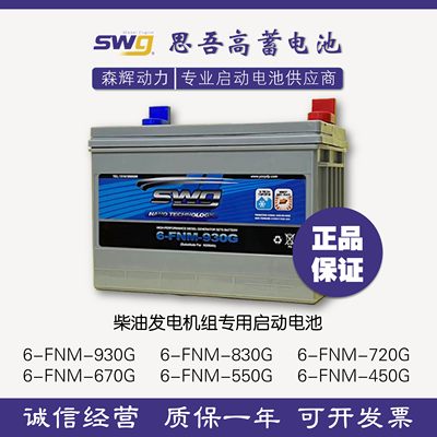 SWG蓄电池6-FNM-930G/830G/720G/550G思吾高发电机专用12V电瓶