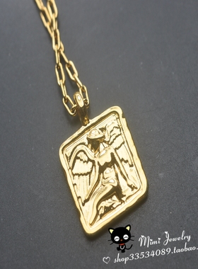 圣经故事天使铭牌短款项链锁骨链