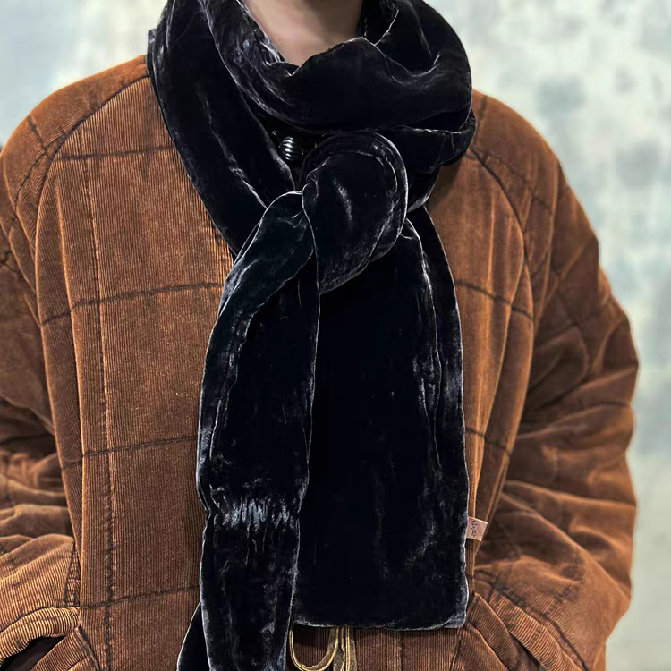 疯子张23原创设计围巾加厚桑蚕丝绒百搭围巾08070