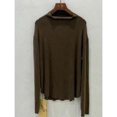 疯子张棉植物染做旧弹力打底衫超柔软小高领宽松版长袖上衣08058