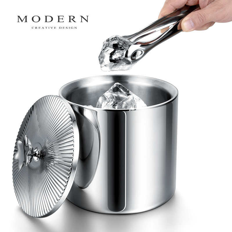 摩登MODERN冰桶轻奢双层冰块存放桶不锈钢商用创意香槟桶红酒冰镇