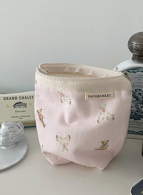 韩国进口收纳包零钱袋小熊印花手拿化妆包休闲夏季女