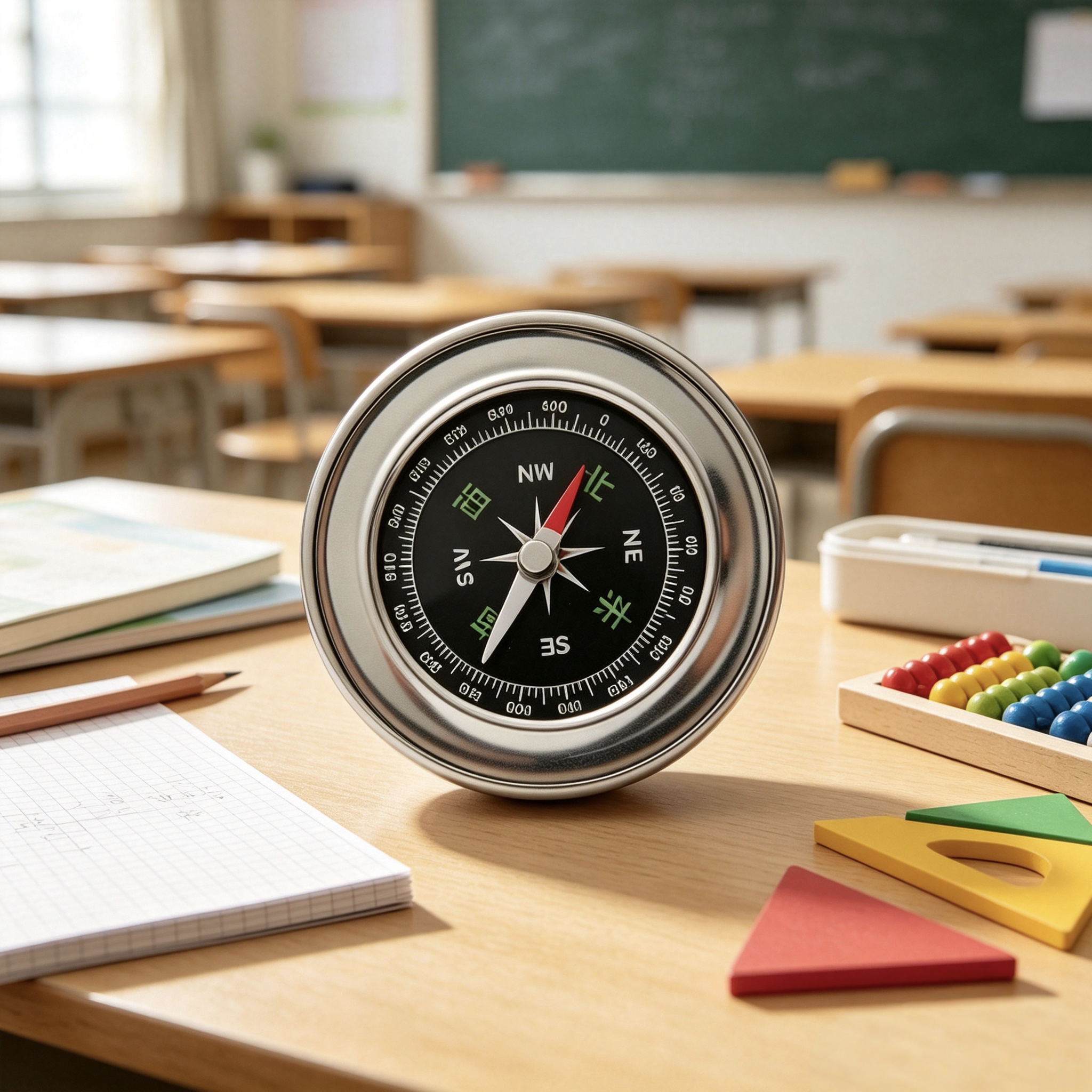 好桔乐户外便携式指南针小学生教材同步儿童老师教具教学指北针