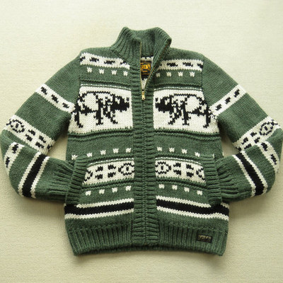 美式休闲contains wool 男款重磅厚实羊毛混纺针织夹克M 25103115