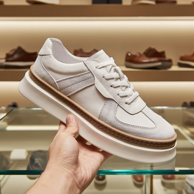 厚底增高鞋潮牌小白鞋磨砂男鞋