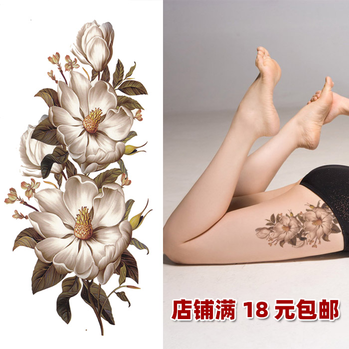 金色花朵纹身贴纸防水持久遮瑕