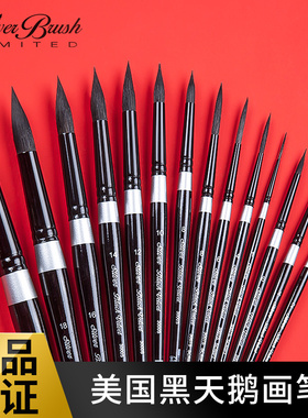 美国blackvelvet黑天鹅水彩笔3000s专业级6号8号水彩毛笔画笔