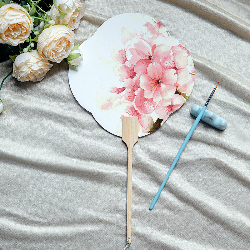 遵爵640g全棉水彩纸张画扇双面空白中粗细纹棉浆水彩纸团扇DIY