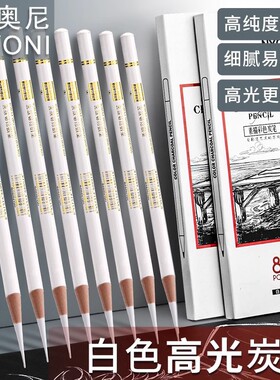nyoni尼奥尼白炭笔素描高光笔白色铅笔美术生专用白碳笔彩色炭笔