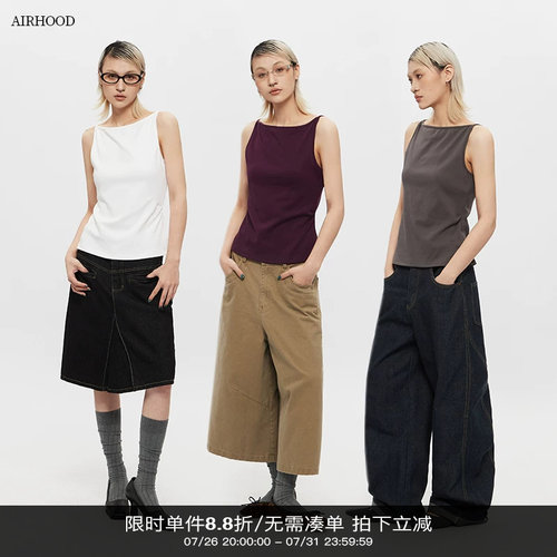 AIRHOOD 欧美夏季无袖内搭背心女2026辣妹打底外穿短款吊带上衣