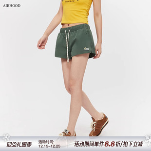 沙滩裤 新款 抽绳三分裤 女美式 AIRHOOD 多巴胺运动休闲辣妹短裤 夏季