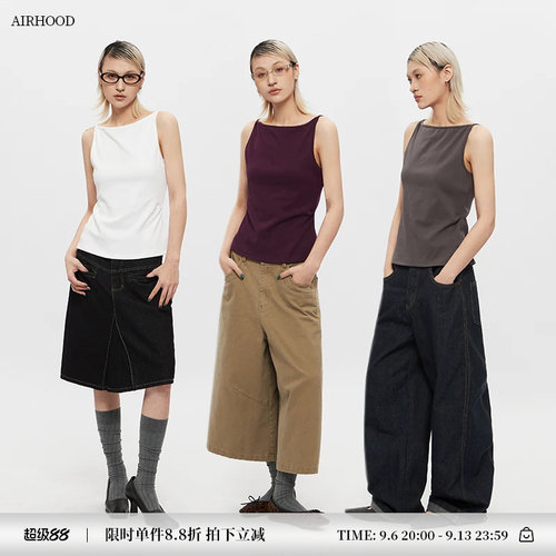 AIRHOOD 欧美夏季无袖内搭背心女2026辣妹打底外穿短款吊带上衣