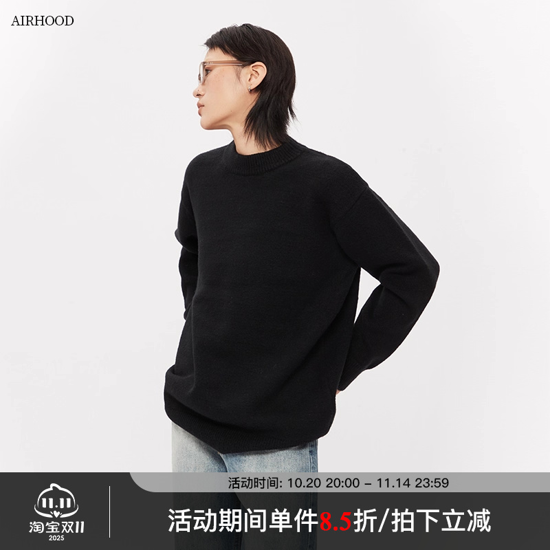AIRHOOD 美式慵懒秋冬加厚ins毛衣男女韩版圆领套头宽松针织衫潮