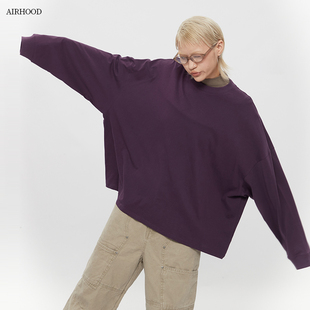 AIRHOOD秋季 T恤女打底上衣 2025圆领纯棉宽松情侣美式 oversize长袖