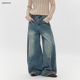 女 vibe风高街宽松休闲阔腿裤 AIRHOOD 2025秋冬复古廓形弯刀牛仔裤