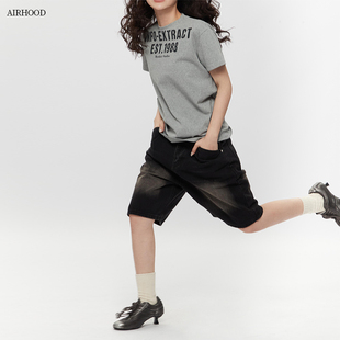 AIRHOOD 新款 棉质字母印花减龄休闲情侣短袖 T恤女宽松ins 2025夏季