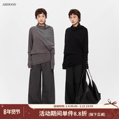 废土风春秋季 半高领不规则蝙蝠袖 针织衫 AIRHOOD 女设计感长袖 上衣