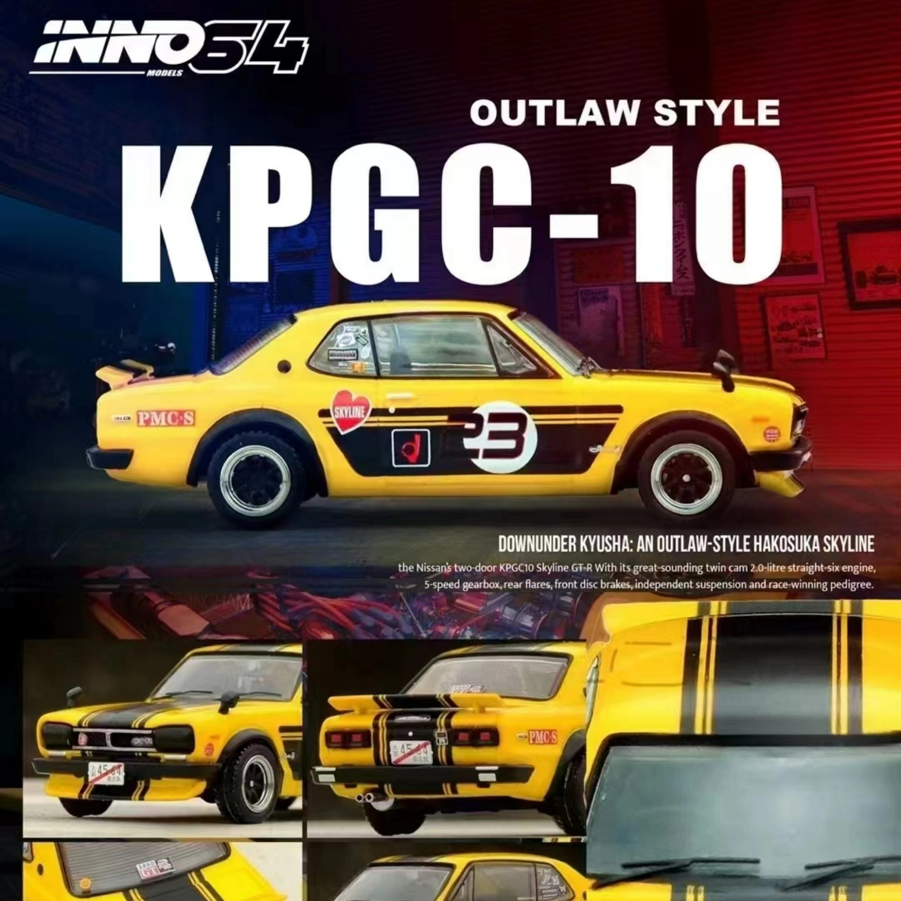 24年7月预INNO1:64日产尼桑天际线2000GTR(KPGC10)合金汽车模型