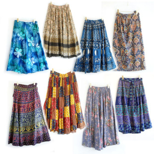 日本vintage古着复古春夏圆点碎花森系百褶棉布半身裙短裙孤品