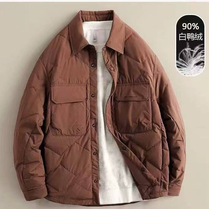 羽绒服男士2025冬季新款加厚保暖国标90%白鸭绒连帽外套男#502
