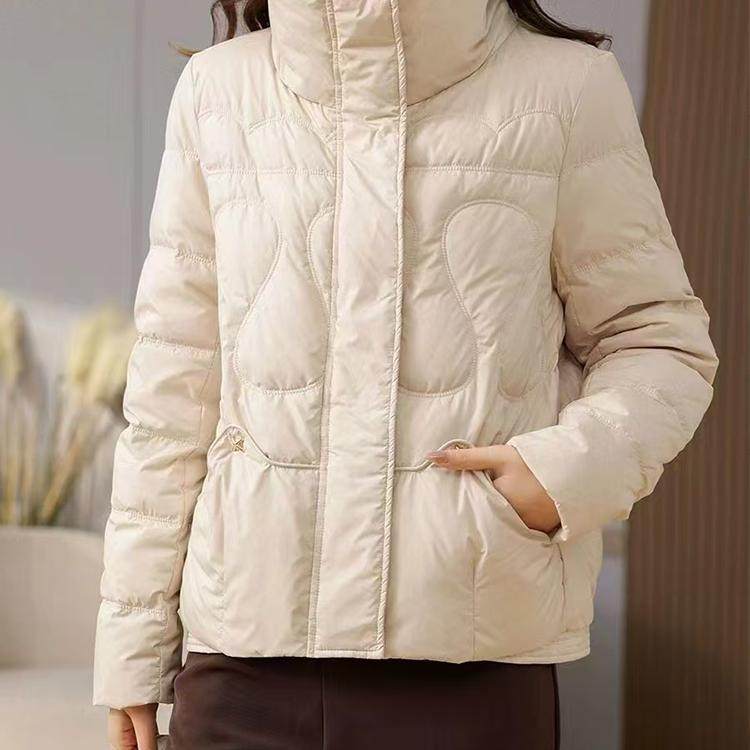 90白鸭绒短款羽绒服女士2025冬季拆卸连帽保暖外套女#23291