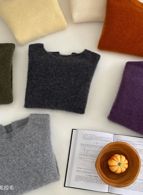圆领】100%羊毛拉绒保暖毛衣女士拉毛羊毛衫圆领#7083