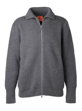 异族日本代购ANDERSEN-ANDERSEN 2024秋男全羊毛翻领拉链针织开衫