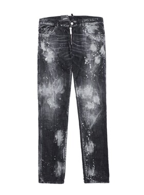 异族日本代购意大利DSQUARED2 2023冬男修身做旧牛仔裤SUPER LOW