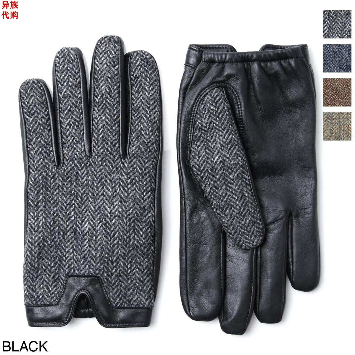 异族日本代购 英国 DENTS 2025冬男士全手工保暖分指羊毛羊皮手套