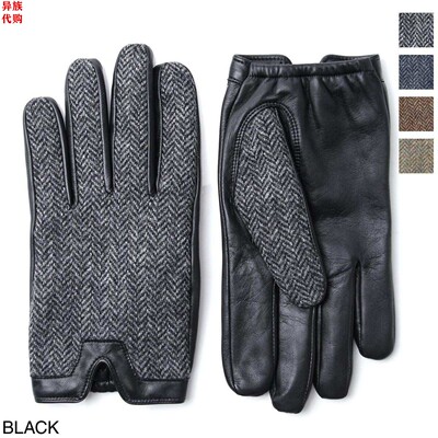 异族日本代购 英国 DENTS 2025冬男士全手工保暖分指羊毛羊皮手套