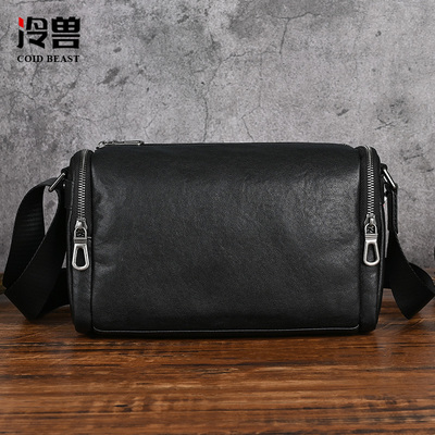 冷兽男士潮流时尚真皮单肩斜挎包