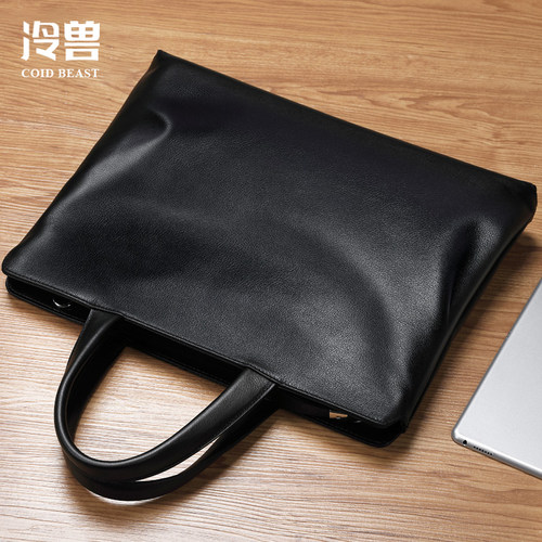 冷兽手提包真皮男包头层软牛皮