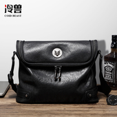 冷兽真皮男包单肩包休闲头层牛皮大容量男士 公文包包斜挎背包男款