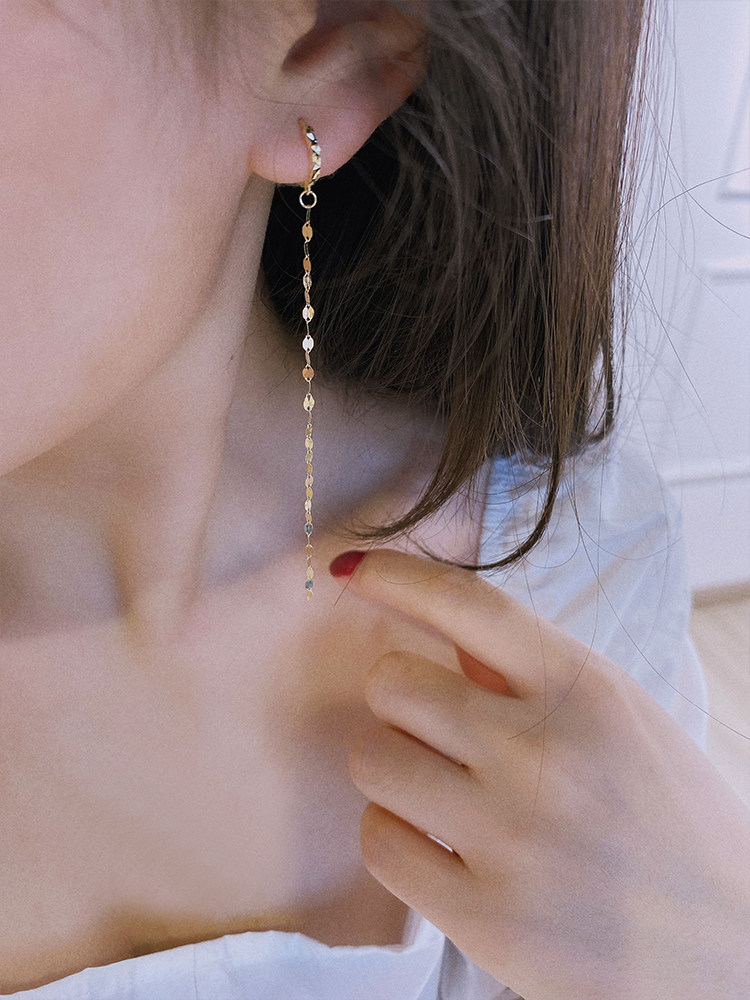 10k14k气质潮车花流苏长款耳环