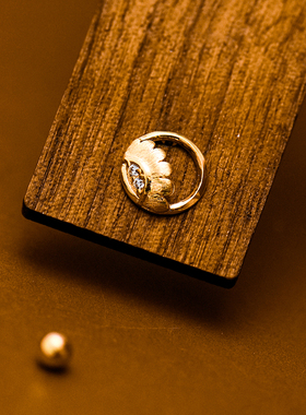 韩国时尚10K黄金耳钉女 圆形花篮螺纹螺丝耳饰通体K金养耳洞单只