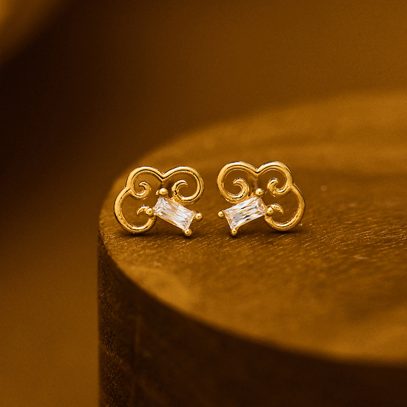 innore10K金镶钻云朵耳钉