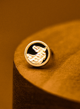 韩国时尚10K黄金耳钉女 圆形马年螺纹螺丝耳饰通体K金养耳洞单只