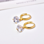 2025新款 韩国流行10K 14K黄金耳环女 潮超闪锆石彩金耳扣女单只