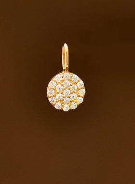 韩国时尚10k黄金吊坠 气质百搭镶钻几何圆牌彩金锁骨链项链坠