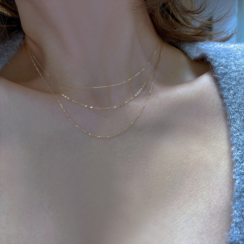 精致裸链无吊坠彩金颈链锁骨链