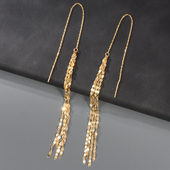 2025新款 韩国流行10K 14K黄金耳环女 潮超闪多层叶子流苏彩金耳线
