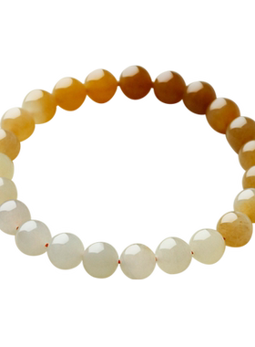 玉友和田玉糖白渐变手串附证书