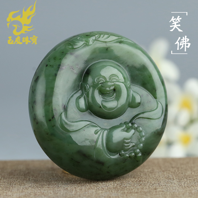 玉友和田玉碧玉佛公吊坠玉石挂件