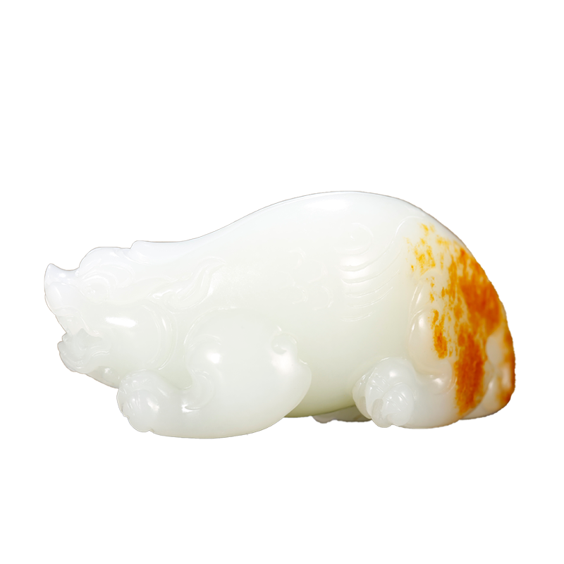 玉友和田玉立体瑞兽貔貅手把件