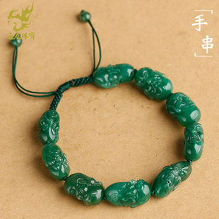 玉友独山玉罗汉头手串男款玉石手链天蓝双面十八罗汉玉手饰附证书