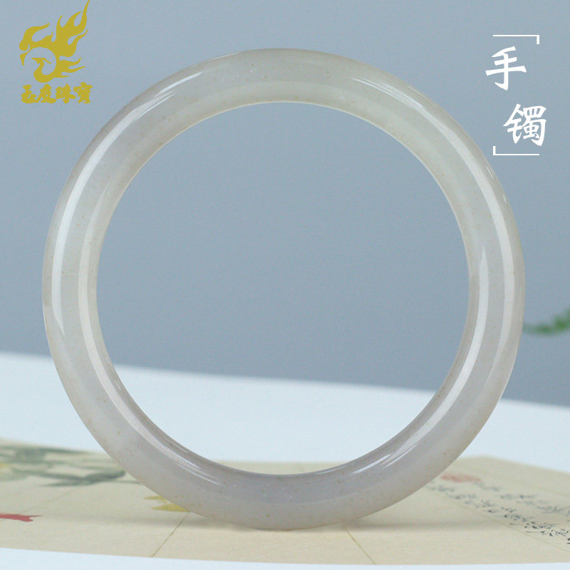 和田玉手镯女款玉镯子烟紫