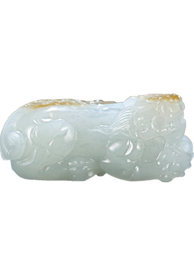 玉友和田玉糖羊脂白玉貔貅手把件