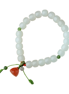 玉友和田玉老型珠手串手链附证书