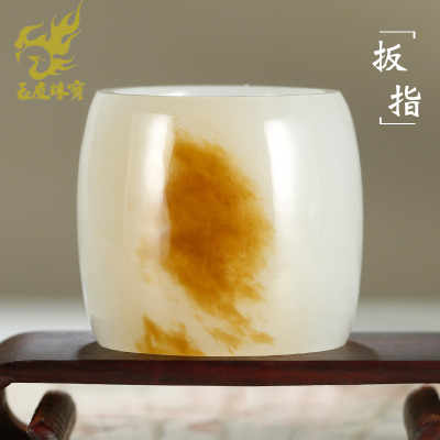 和田玉扳指男款糖白羊脂玉