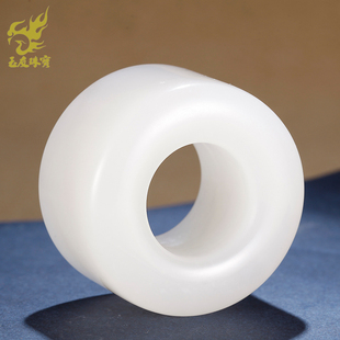 玉友和田玉羊脂白玉光面大扳指男玉石器指环把玩把件男戒指内径23